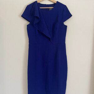 Vince Camuto Royal Blue Sheath Dress with Ruffle – Size 10, Worn Once